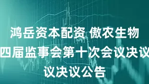 鸿岳资本配资 傲农生物：第四届监事会第十次会议决议公告